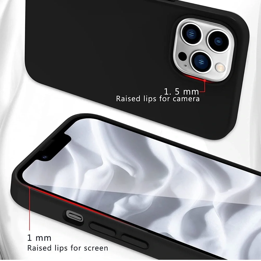 iPhone 13 Pro Max Case,Slim Gel Rubber Full Body Protection Shockproof- Black
